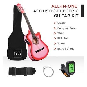 beginner pink acoustic guitar set